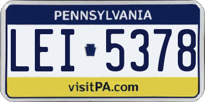 PA license plate LEI5378