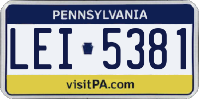PA license plate LEI5381