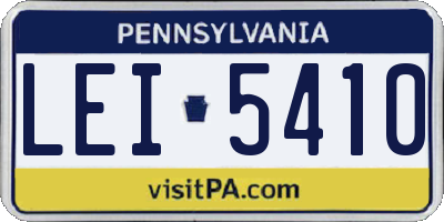 PA license plate LEI5410
