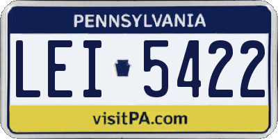 PA license plate LEI5422