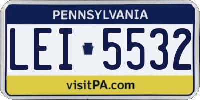 PA license plate LEI5532