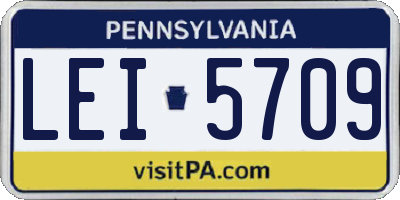 PA license plate LEI5709
