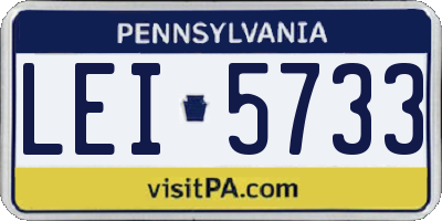 PA license plate LEI5733