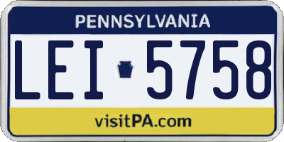 PA license plate LEI5758