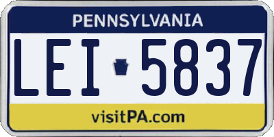 PA license plate LEI5837