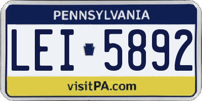 PA license plate LEI5892