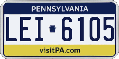 PA license plate LEI6105