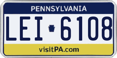 PA license plate LEI6108