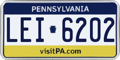 PA license plate LEI6202