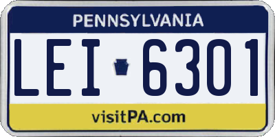 PA license plate LEI6301