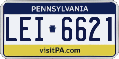 PA license plate LEI6621