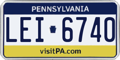 PA license plate LEI6740