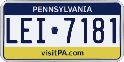 PA license plate LEI7181