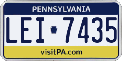 PA license plate LEI7435