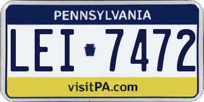 PA license plate LEI7472
