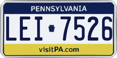 PA license plate LEI7526