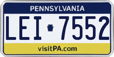 PA license plate LEI7552