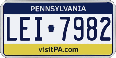 PA license plate LEI7982
