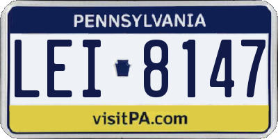 PA license plate LEI8147