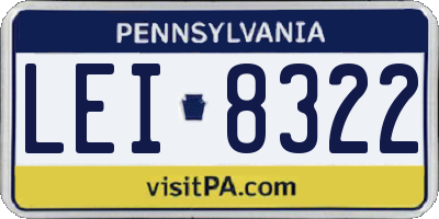 PA license plate LEI8322
