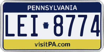 PA license plate LEI8774