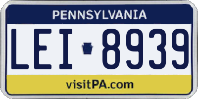 PA license plate LEI8939