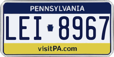PA license plate LEI8967