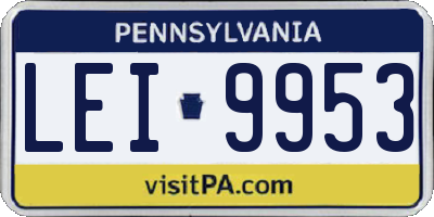 PA license plate LEI9953