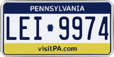 PA license plate LEI9974