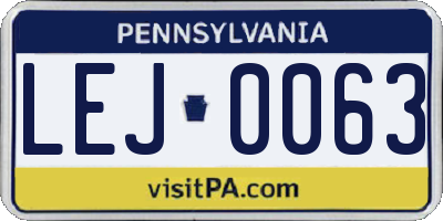 PA license plate LEJ0063