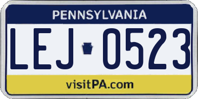 PA license plate LEJ0523