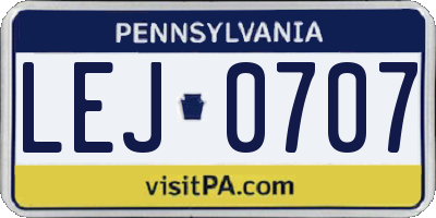 PA license plate LEJ0707