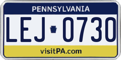 PA license plate LEJ0730