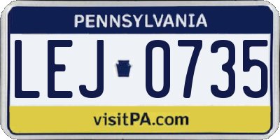 PA license plate LEJ0735