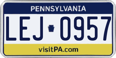PA license plate LEJ0957