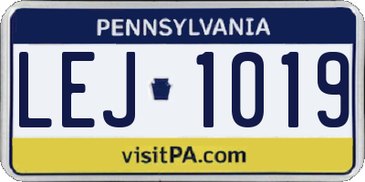 PA license plate LEJ1019
