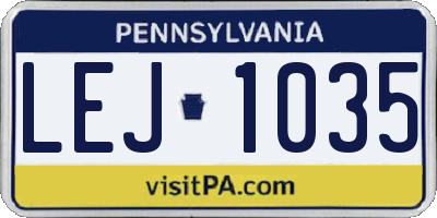 PA license plate LEJ1035