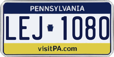 PA license plate LEJ1080