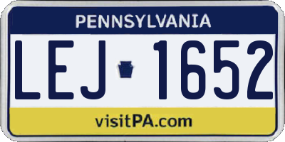 PA license plate LEJ1652