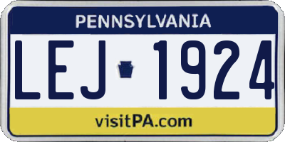 PA license plate LEJ1924