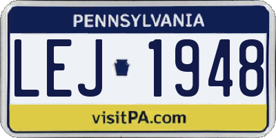 PA license plate LEJ1948