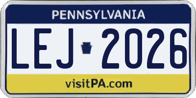 PA license plate LEJ2026