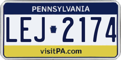 PA license plate LEJ2174