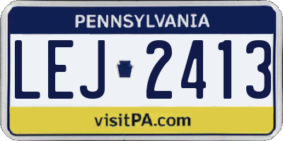 PA license plate LEJ2413