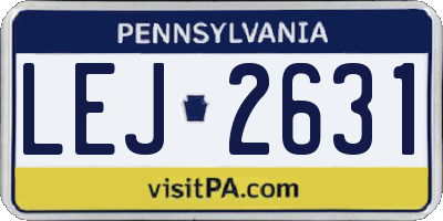 PA license plate LEJ2631