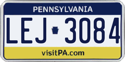 PA license plate LEJ3084