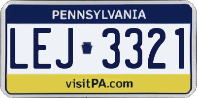 PA license plate LEJ3321