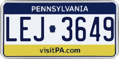 PA license plate LEJ3649