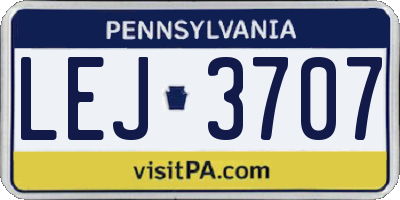 PA license plate LEJ3707
