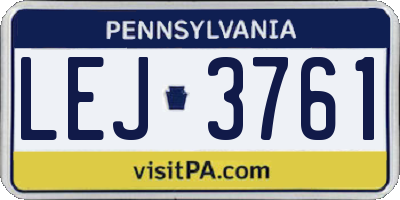 PA license plate LEJ3761